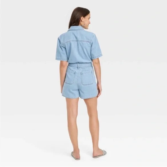 Universal Thread Light Blue Denim Romper - Picture 3 of 6